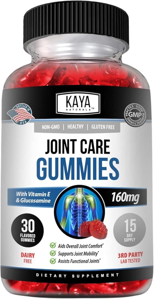 Kaya Naturals Mobility Careは、背中、膝&手のためのグミーをケアします | 柔軟性サポート - グルコサミングミー 女性&男性のための最高の免疫サポート - 30カウント