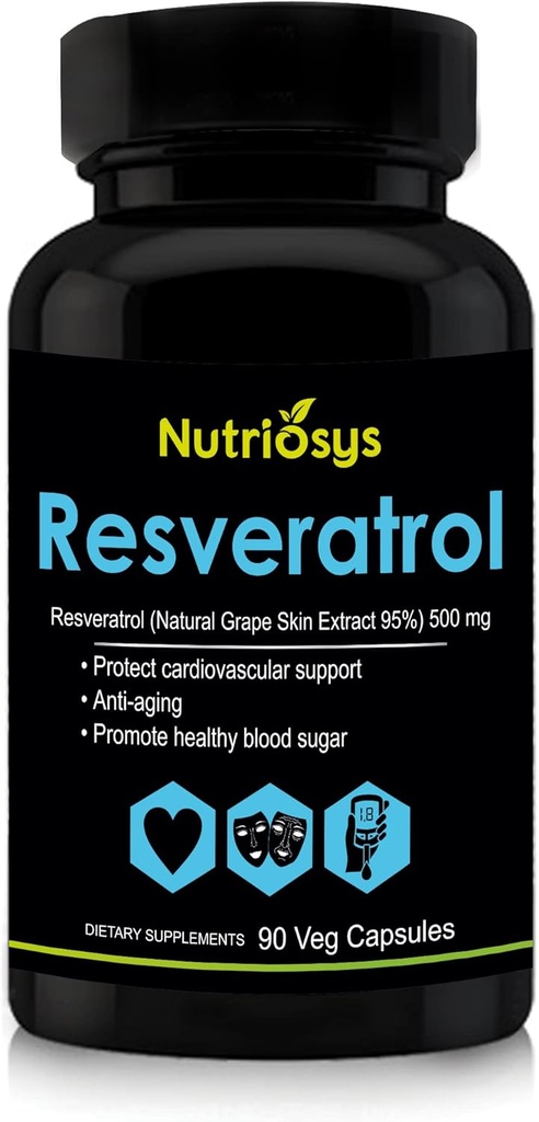 レスベラトロール500mgサプリメント | 抗酸化対応・細胞の健康のためのレスベラトロールカプセル | 男性と女性のための栄養補助食品 | 一般的なウェルネス用90 Vegカプセル
