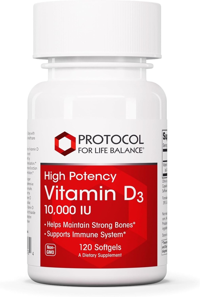 ライフバランスビタミンD3 10,000 IUのためのPROTOCOL - 免疫サポート健康ボンドと歯 - 120 Softgels