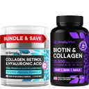SimplyVital Biotin、コラージュ&レチノールバンドル - 5000mcgバイオチン髪、皮膚&ネイル+アンチエイジングレチノール&顔、首&デコルレのためのヒアルロン酸クリーム - アメリカ製