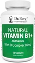 Dr. Berg Natural Vitamin B1 B6 B12 Complex - Allithiamine Vitamin B1 Supplement with 8 Essential Vitamin B Complex for Men & Women Including Thiamin, Niacin, Folate, Magnesium & More - 60 Capsules