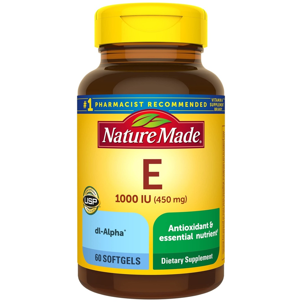 自然はビタミンE 450のmg (1000のIU) dlアルファSoftgels、酸化防止サポートのための60の計算をしました(包装5月Vary)