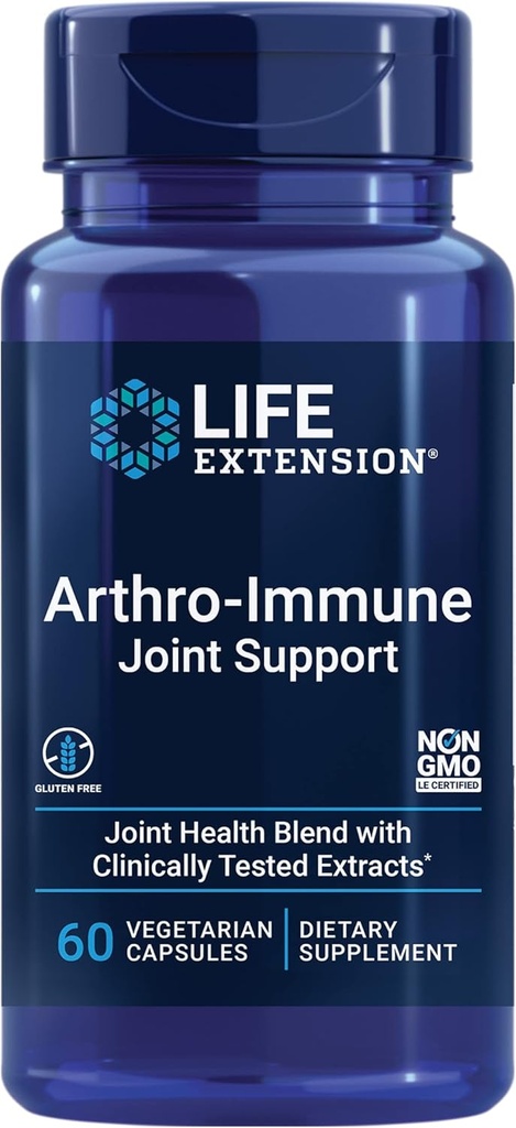 ライフエクステンションArthro-Immuneジョイントサポート、Curcumin EliteTMターメリックエキス、Andrographis paniculata、サポートモビリティと柔軟性、ベジタリアン、グルテンフリー、非GMO、60カプセル
