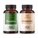 HERBAMAMA Rhodiola RoseaとAshwagandhaキット - 1000mg Rhodiola Roseaカプセル&1500mg Ashwagandhaルートカプセルのバンドル - ビーガン、非GMO、ゼラチンフリー - 2パック