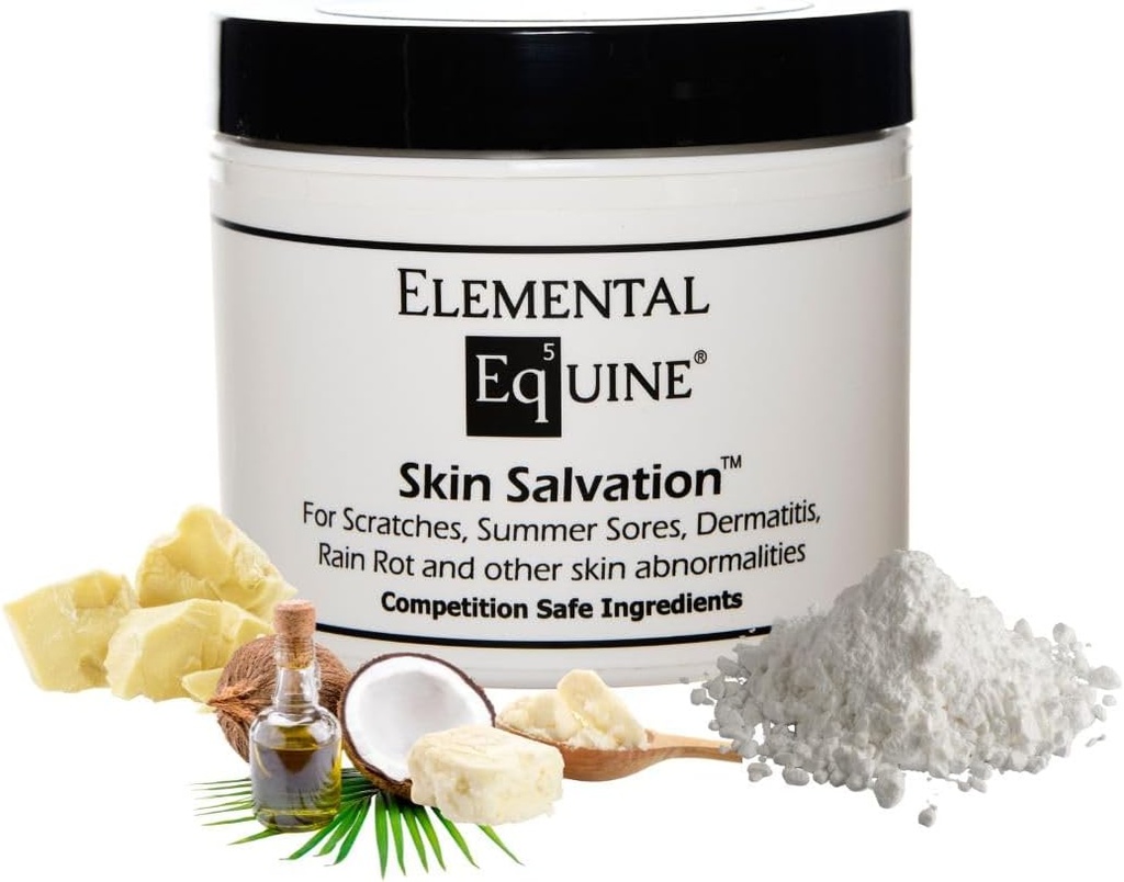 Elemental Equine Skin Salvation 4oz for Horses - Combats Scratches, Mud Fever, Summer Sores, Dermatitis, Summer Crud, Cannon Bone Gunk and Similar Skin Issues in Horses