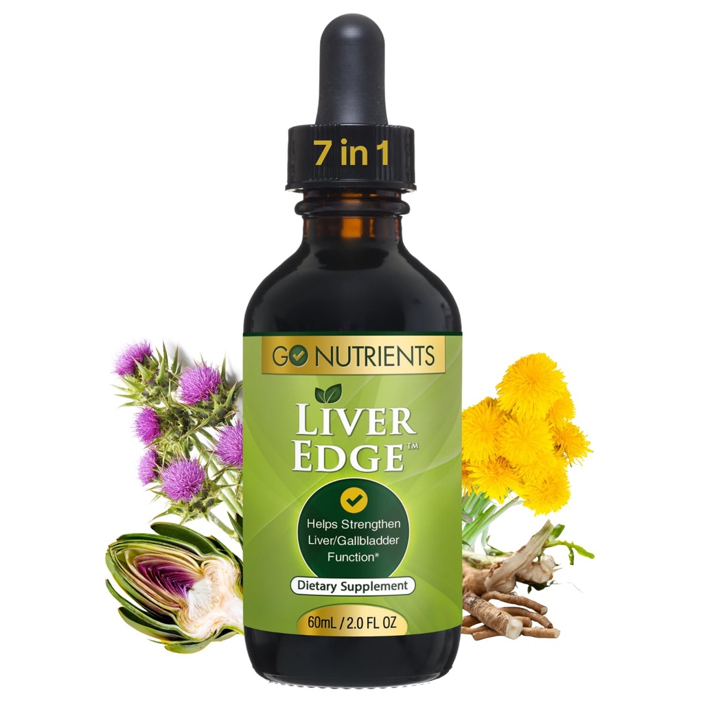 ゴーNutrients肝臓エッジ - 肝臓のクレンジングのためのミルクアザミサプリメント, デトックス & 健康のためのアーティチョーク抽出物と修復 & 脂肪肝サポート, 有機液滴 & チンキ - 2 oz, 48 サービング