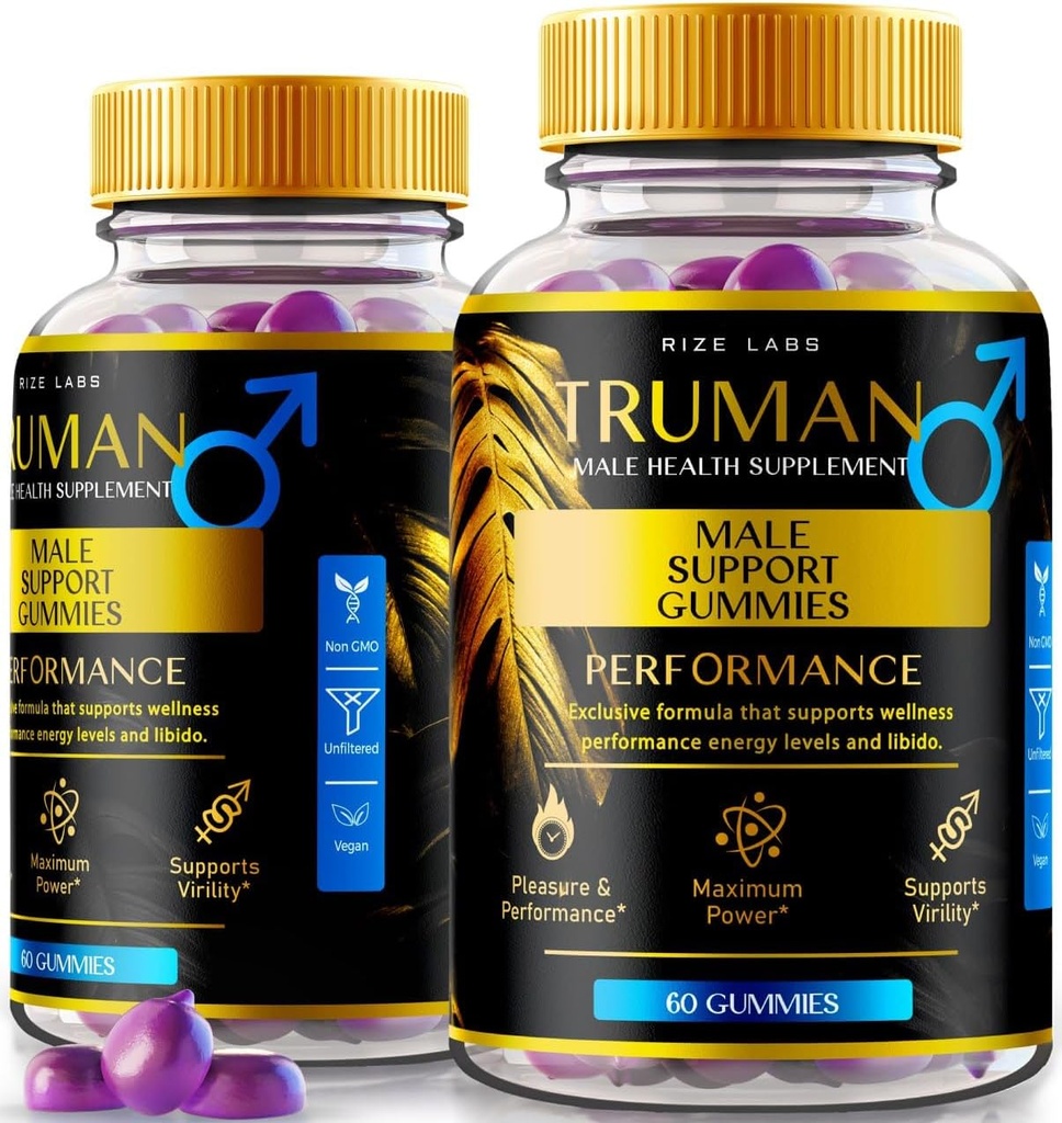 ライズラボ(2パック) Truman Gummies、男性のための Truman、Trumanパフォーマンスサプリメントのレビュー、Truman Gummy、TrumanMaleサポート、Tru Man All-Natural Supplement、Gomitas(120 Gummies)