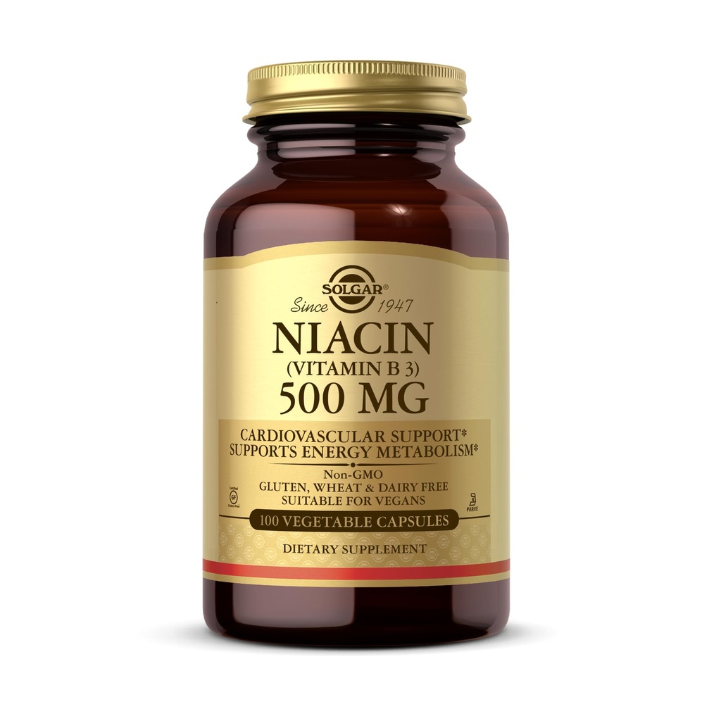 ソルガーナイアシン(ビタミンB3)500mg、100野菜カプセル - エネルギー代謝 - 非GMO、ヴィーガン、グルテンフリー、酪農場無料、コーシャ - 100サービング