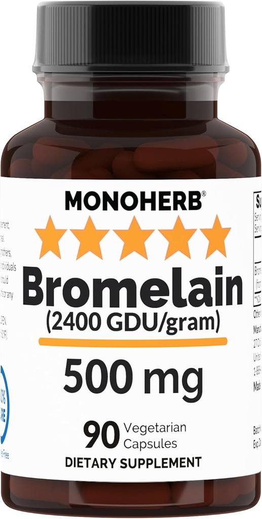 カプセルあたりMONOHERB Bromelain 500mg - 90ベジーカプセル - 90サービング
