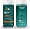iwi Omega-3スポーツ&ブレインオメガ-3バンドル、30サービング、ビーガン植物ベースの藻オメガ3 EPA + DHA、Krill&フィッシュオイル代替、魚介のAftertasteなし
