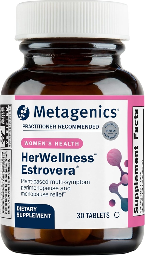 Metagenics HerWellness Estrovera - オールナチュラル、ホルモンフリーペリメノポーズ&メノポーズサポート - ホットフラッシュ、更年期リリーフ、ナイトスウェット - グルテンフリー - ベジタリアン - Non-GMO - 30錠