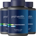 ProHealth Ergothioneine 5X Strength. 25mg Clinical Research Dose. Natural Amino Acid Mushroom Supplement for Improved Cognition, Heart Health. Longevity Vitamin. 25 mg/Serving, 30 Servings (3 Pack)