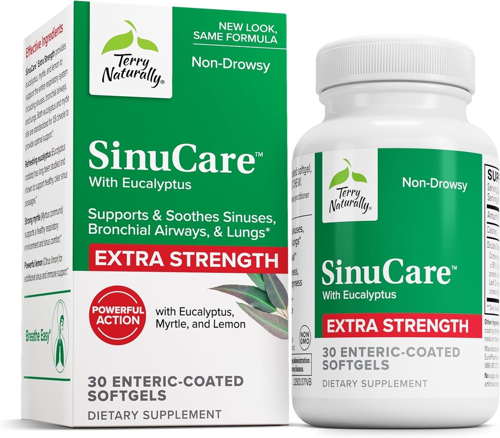 Terry Naturally SinuCare Extra Strength - EucalyptusとMyrtle - Immune&Lung Healthサポート - Aid Sinus Healthへのサプリメントフォーミュラ - 30サービング