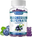 Magnesium Glycinate Gummies 1000mg with Magnesium L-Threonate,Chelated Magnesium Potassium Complex Supplement with VitD, B6, CoQ10, Calcium,Supports for Memory, Calm, Mood - 90 Gummies Blueberry