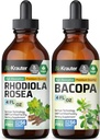 BIO KRAUTER Rhodiola Rosea Tincture 4 Fl. Oz. & Bacopa Tincture 4 Fl. Oz.