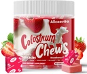 Bovine Colostrum Chews Supplement with probiotics for Gut Health, Bloating, Immune Support, Skin, Hair Growth and Beauty - Strawberry Flavor (60 Servings)