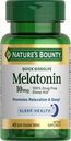 Nature's Bounty Melatonin, 100% Drug Free Sleep Aid, Dietary Supplement, Promotes Relaxation and Sleep Health, 10mg, 45 Quick Dissolve Tablets