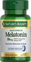 Nature's Bounty Melatonin、100%の薬剤の自由な睡眠の援助、食事療法の補足は、弛緩および睡眠の健康、10mg、45の速い分解のタブレットを促進します