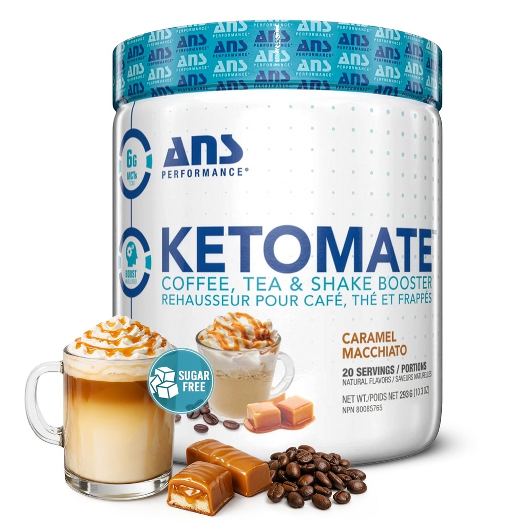 MCTオイルパウダー、コーヒー、紅茶&シェイクス、パーフェクト Ketomateエナジーパウダー、20サービング、15oz、キャラメルMacchiato
