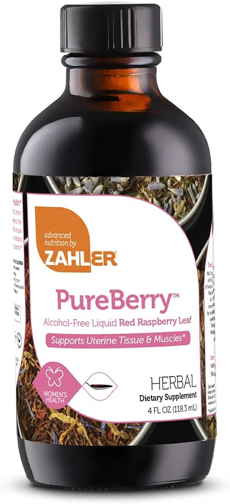 Zahler PureBerry、Uterine Tissueと筋肉を強化する液体RED Raspberryリーフサプリメント、Uterine Health、認定コザー、4ozを促進するすべての天然液体式