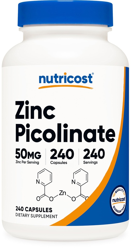 Nutricost亜鉛ピコリネート50mg、240ベジタリアンカプセル - グルテンフリーと非GMO(240キャップ)