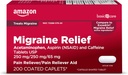   Basic Care Migraine Relief, Acetaminophen, Aspirin (NSAID) and Caffeine Tablets, Headache Pain Reliever/Pain Reliever Aid, 200 Count