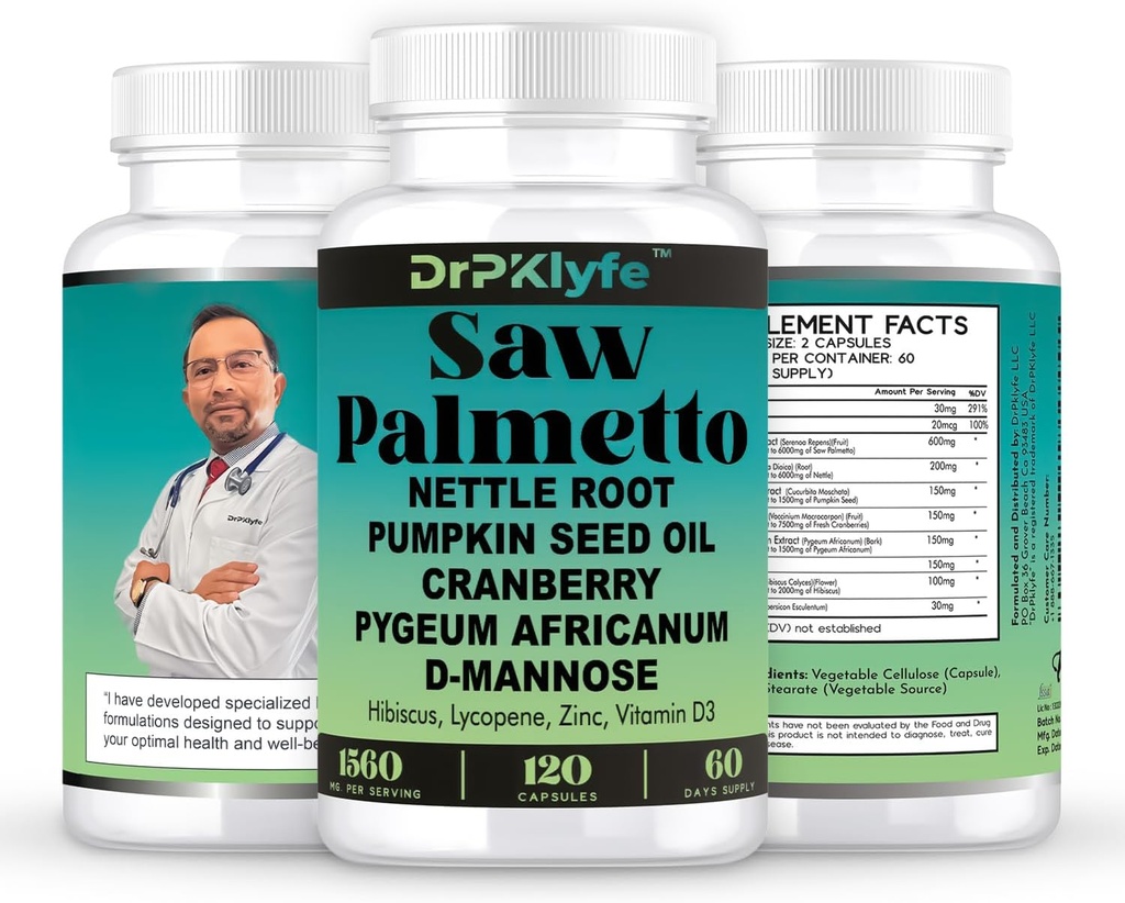 Pumpkin Seed Oil & Hair Growth Supplement with Saw Palmetto for Women, DHT Blocker for Men, PCOS Prostate Health, Pygeum, Lycopene, Mens Health
