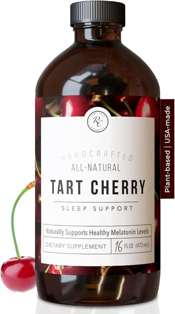 Rowe Casa Organics Tart Cherry Organic Sleep Support with Valerian Root, Supports Sleep Cycle Regulation and Muscle Recovery (16 Fl Ounces)