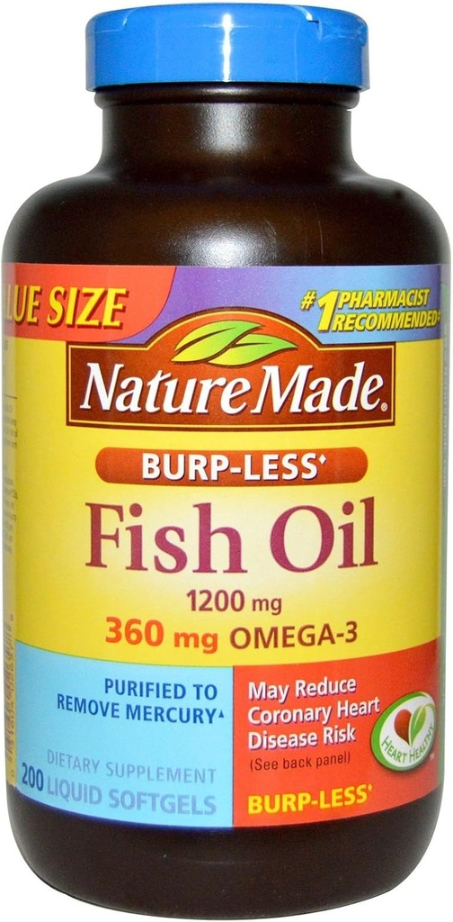 性質はバープ レスの魚油1200mg、360mg Omega-3、液体のSoftgels 200 ea (パッケージ 2)