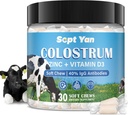 Colostrumの柔らかい咀嚼の補足(3000mg + 40% IgG)、集中された牛のColostrumのSuperfoodプラスのビタミンD3及び腸のための腸、免疫サポート、筋肉回復及び健康、草の送り、30の咀嚼