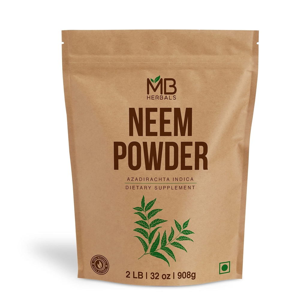 MBの草の純粋なNeemの粉2のlb   32のoz   908グラム  100%の純粋なワイルド クローブされたNeemの葉の粉 皮の毛及びデトックスのための非常に苦いNeemの補足  AzadirachtaのIndica
