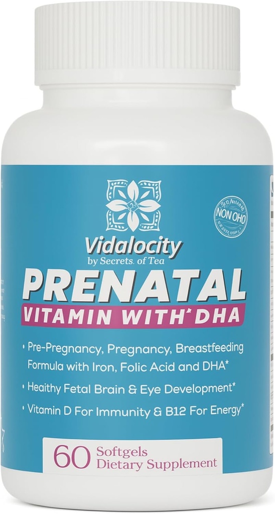 女性のためのVidalocityの胎児のビタミン、Multivitaminのカプセル:オメガ3の魚油(EPA/DHA)、マグネシウム、葉酸塩、ビタミンD3、C、ビタミンB12、B6、ビタミンA、K及び亜鉛、60の計算(60日の供給)