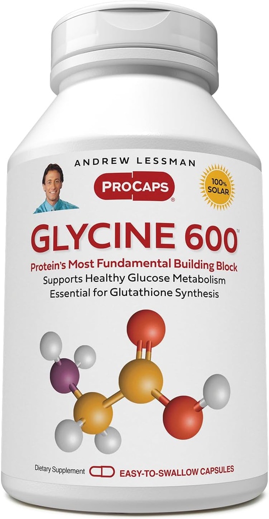 ANDREW LESSMAN Glycine 600mg - 180カプセル - 純粋でシンプルでアミノ酸。 コラーゲンチスにおける重要な構造的役割。 添加剤なし