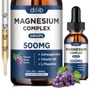 マグネシウムのGlycinateの液体の低下、Citrate、Malate、Ashwagandha、L-Theanine、睡眠のためのビタミンB6、圧力救助、骨、筋肉、気分、ブドウの味2 Fl Oz