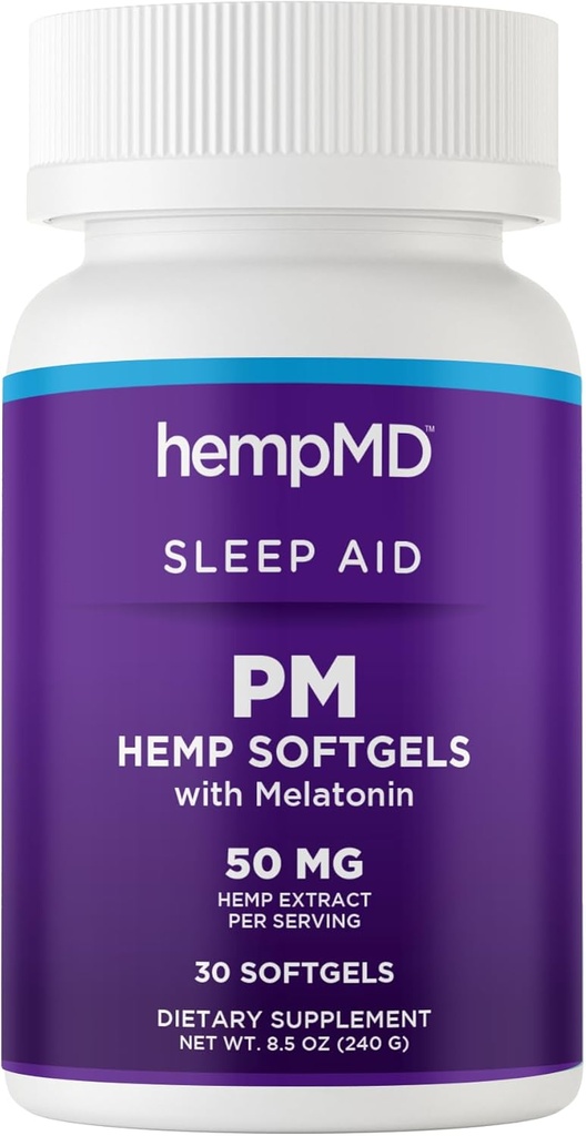 hempMDの麻のメラトニンの睡眠の援助のSoftgels - 100%の自然な速い代理オイル - 完全菜食主義者の非GMOのグルテンフリー-自然なハーブの弛緩のブレンドとの深い睡眠のための改善された方式