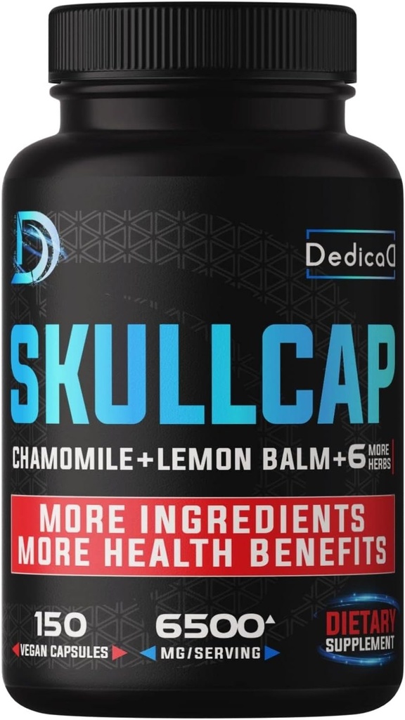 9in1 Skullcapハーブサプリメント5ヶ月健康睡眠、気分&免疫 - 6500mgは、シャモミール、レモンバーム、パッションフラワー、アッシュワガンダなど、非GMO、グルテンフリー、150ビーガンカプセルに集中