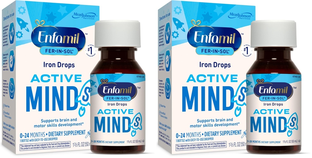 Enfamil Fer-in-Solの鉄の補足は乳児及びトドルのための低下を、サポート 脳の開発、50 の mL の点滴器のびん支えます(2 のパック)