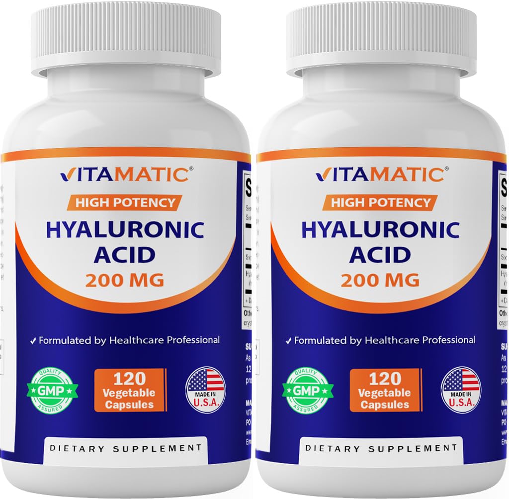 Vitamatic 2のパックのHyaluronicの酸は200mg -サポート健康な結合ティッシュおよび接合箇所-Youthfulの健康な皮を促進して下さい-合計240のカプセル