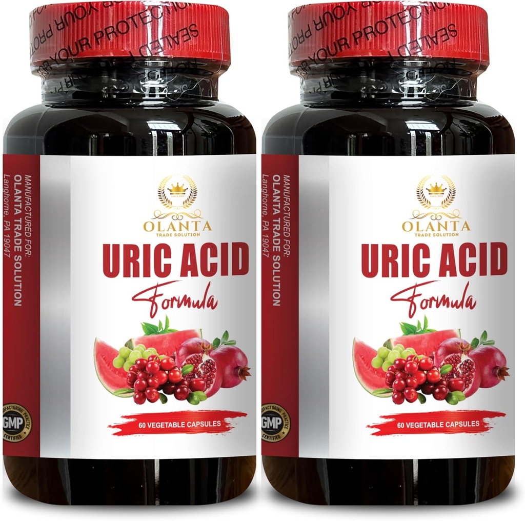 Generic Natural URIC Acid Formula - Water Retention Relief, Water Away Capsules, Diuretic Pills for Water Retention, uric Acid Solution, Milk Thistle - 2 Bottles