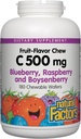 ナチュラルファクター、キッズChewableビタミンC 500mg、免疫健康、骨、歯とグム、ブルーベリー、ラズベリー、ボイセンベリー、180カウント(パッケージ1)