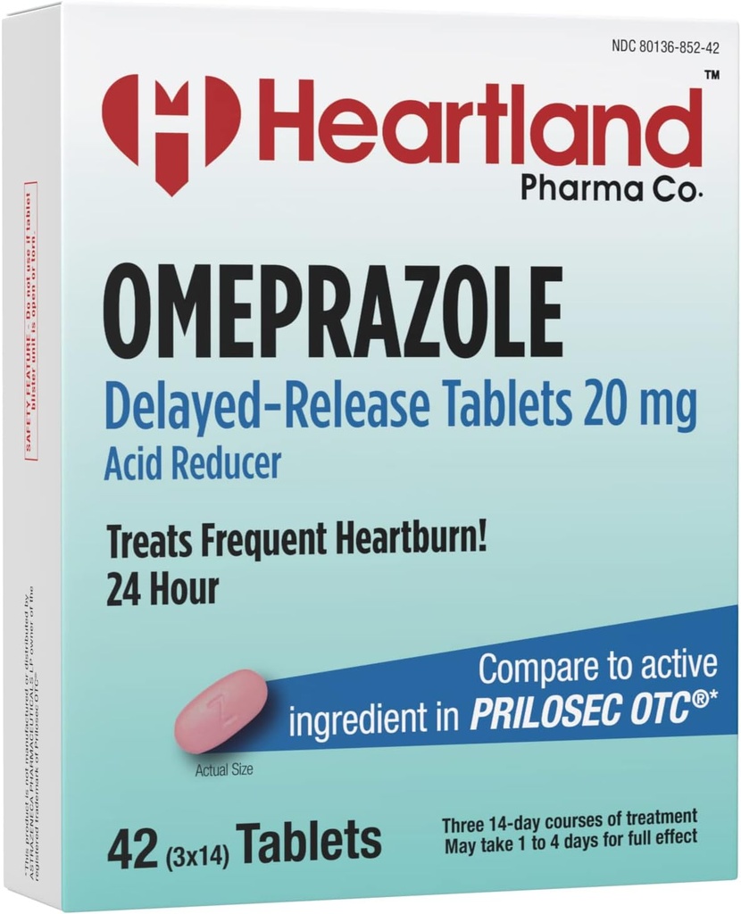 | Omeprazole 20mg | ハートバーンの救助の薬 | 遅れた解放の酸の減力剤のタブレット | 酸の還流のためのAntacidのタブレット | 42 の計算 | 5-Pack