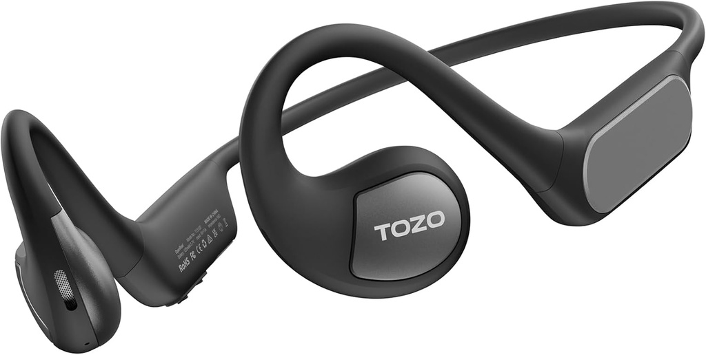 TOZOは、オープンイヤーヘッドフォンBluetooth 5.3エア伝導ワイヤレスヘッドフォンスポーツイヤフォンをアップグレードしました。 プレミアムサウンド、32 EQs via APP、デュアルマイクコールノイズリダクションイヤホンとサイクリングのためのヘアバンド