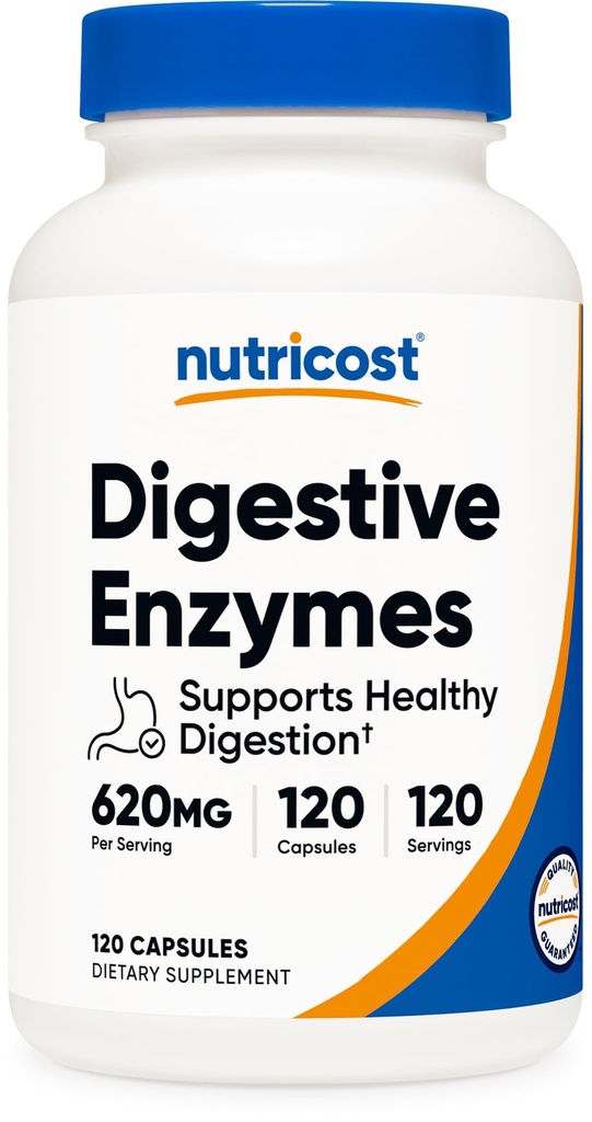 Nutricost消化酵素620mg、120カプセル - 完全消化酵素サプリメント