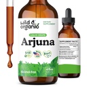 ワイルド&オーガニックArjuna Bark Tincture - 全体的なウェルビーイングサプリメント - アルコールフリー液体ドロップ - Terminalia Arjuna Barkエキス - 砂糖&添加物なし、非GMO - 4 fl oz
