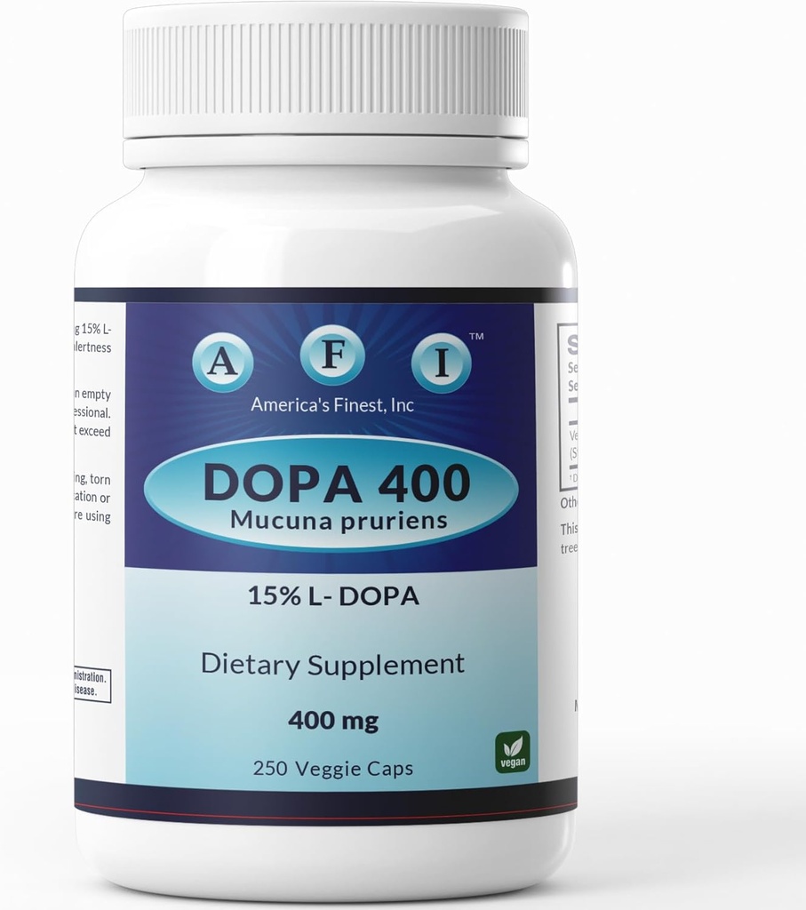 Mucuna Pruriens 400mg - 240ベジーカプセル - AFI DOPA 400 - 肯定的な気分のバランスのための補足、精神的明快さと幸福感の促進 - 非GMO、ビーガン、グルテンフリー