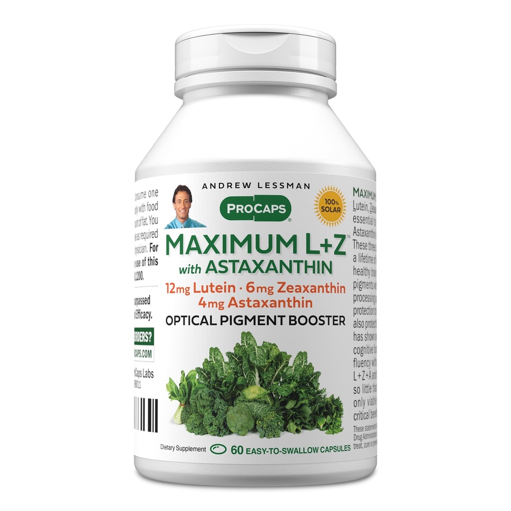 アスタキサンチン60のSoftgels - 12mgのルテイン、6mgのゼアキサンチン、4mgのアスタキサンチンが付いているAndREWのレスマンの最高のL+Z。 眼と脳の健康をサポートし、健康を促進するための重要な栄養素。