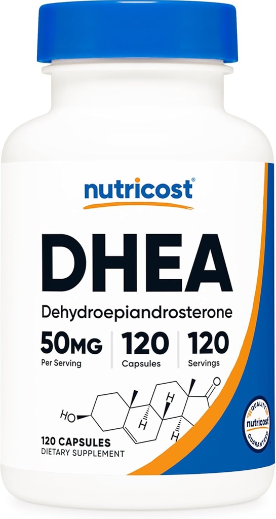 Nutricost DHEA 50mg、120カプセル - グルテンフリー、大豆フリー、非GMO、サプリメント
