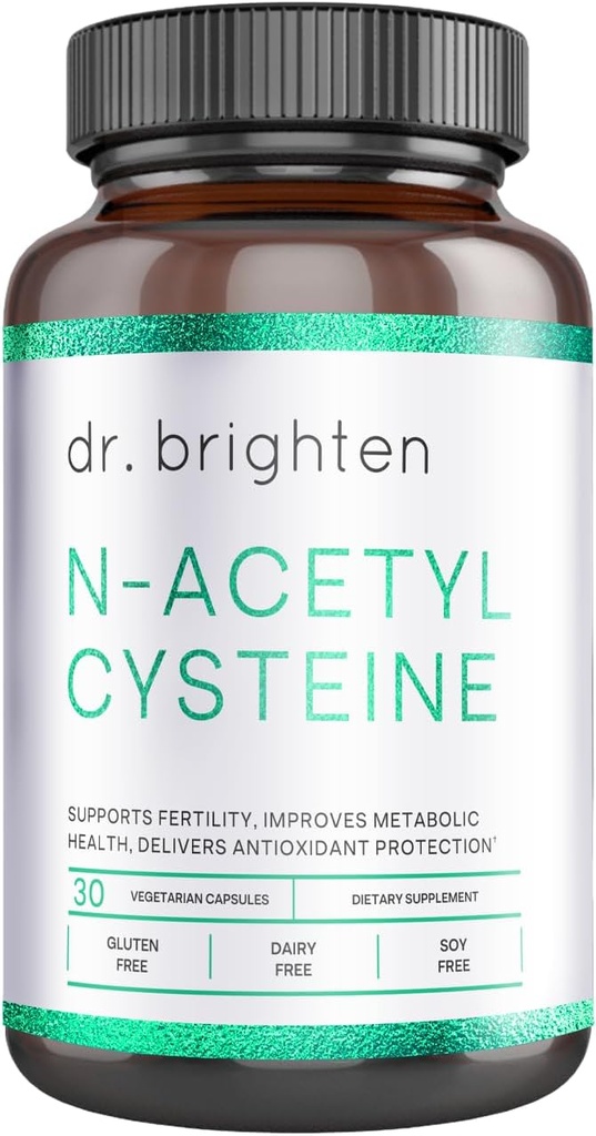 Dr. Brighten N-Acetyl-Cysteine (NAC) — 最適解毒、免疫機能およびPCOSのための強力なグルタチオンの前駆体アミノ酸の補足 — 30カプセル
