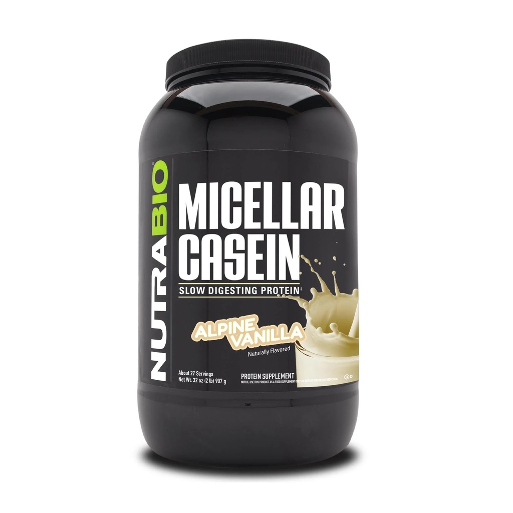 NutraBioのカゼインの蛋白質の粉、Micellar Casienの粉、25g遅い消化蛋白質、助けは完全、一晩筋肉回復及び成長、BCAA及びEAAのグルテンフリー、大豆自由に、2lbバニラを保ちます