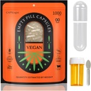 00 カプセル 1000 カウント, 空の丸薬カプセル, ビーガンカプセル空, カプセル充填のためのスプーンと薬瓶とゲルカプセルサイズ 00, 野菜カプセル空, クリア